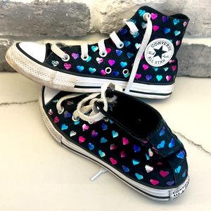 Converse Size 1 High Top Iridescent Hearts used condition